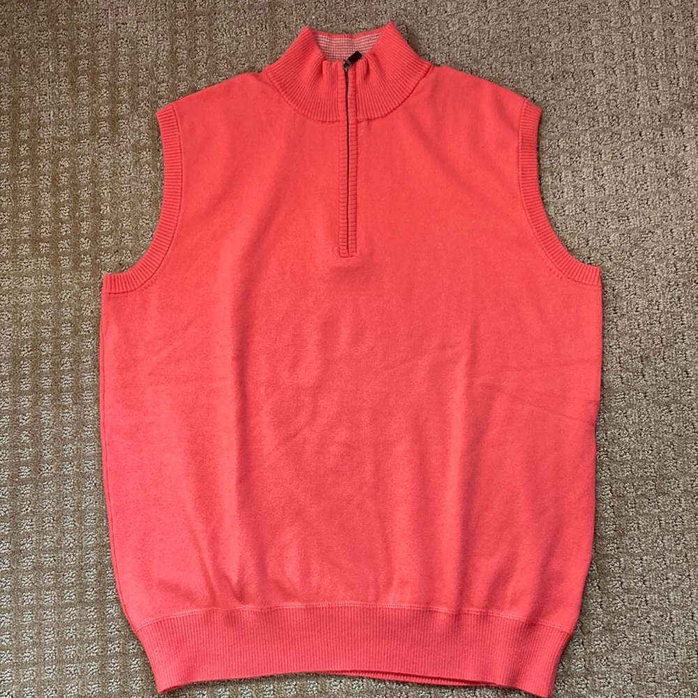 1/4 zip large Robert Talbott sweater vest  salmon colored